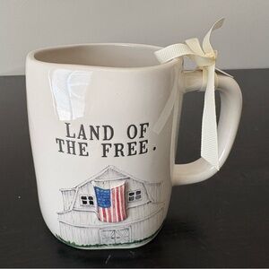 New Rae Dunn Land of the Free Ceramic Mug - White